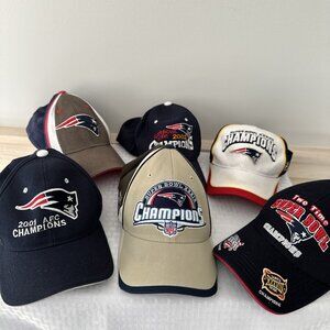 New England Patriots Hat Lot Of 6 Super Bowl Champions AFC Champs Embroidered